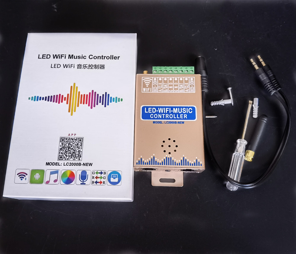 LC1000A LC2000B WIFI SPI 음악 스펙트럼 컨트롤러, LED 디지털 픽셀 스트립 1024-2048 픽셀 LED 스크린 컨트롤러 내장